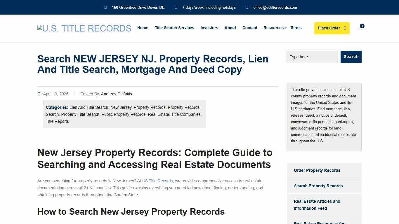 New Jersey Property Records: ONLINE PUBLIC ACCESS